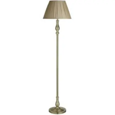 Antique Brass Floor Lamp with Pearl Pleated Fabric Shade | Online Lighting Shop