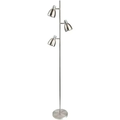 Antique Brushed Steel 3 Dome Reading Floor Lamp