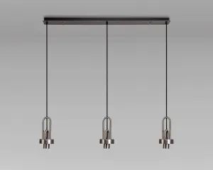 Meel 3 Light Antique Silver Bar Pendant