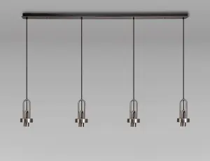 Meel 4 Light Antique Silver Bar Pendant