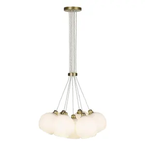 Apollo 7 Light Pendant Butter Brass with Opal Glass Shades