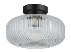 Arlo Matt Black Semi Flush Fitting IP44
