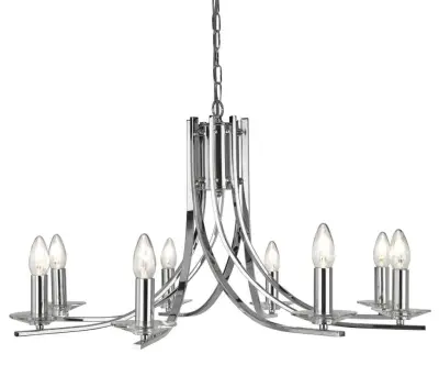 Ascona Chrome 8 Light Ceiling Fitting with Clear Glass Sconces