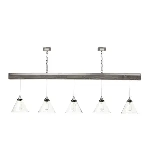 Aspen 5 Light Bar Pendant in Silver Birch Effect