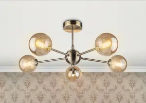 Barbara 5 Light Antique Brass Semi Flush