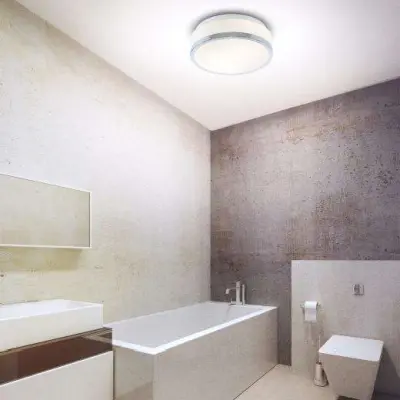 Bathroom - Ip44 2 Light Flush, Opal White Glass Shade With Chrome Trim