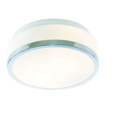 Bathroom - Ip44 2 Light Flush, Opal White Glass Shade With Chrome Trim