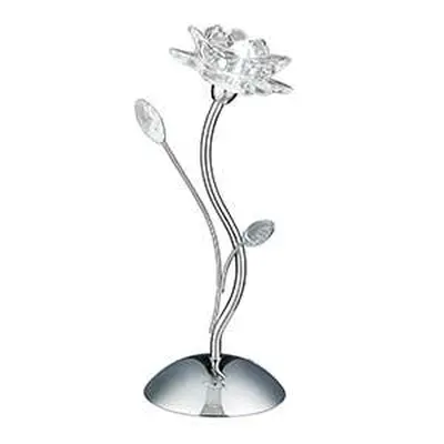Bellis Chrome Table Lamp with Clear Floral Glass