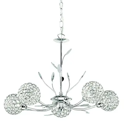 Bellis Ii 5  Light Ceiling Pendant Chrome With Clear Glass Deco Shades