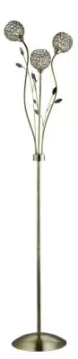 Bellis Ii 3 Light Floor Lamp, Antique Brass With Clear Glass Deco Shades