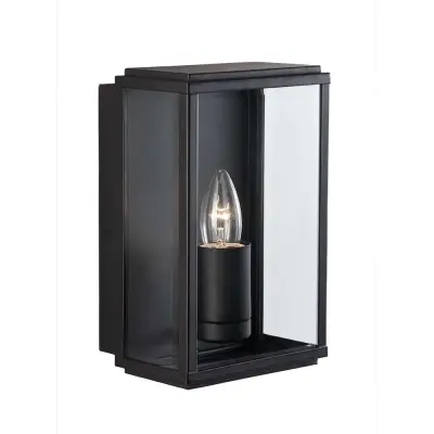 Black Ip44 Rectangular Outdoor Wall Light with Bevelled Glass