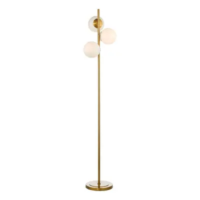 Bombazine 3 Light Floor Lamp in Natural Brass C/W Opal Glass