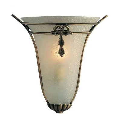 Bronze Decorative Wall Light with Oval Scavo Frosted Glass