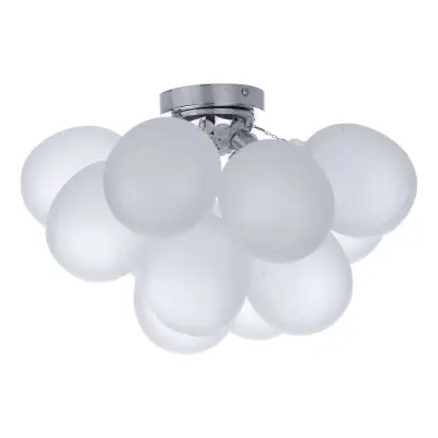 Bubbles 4 Light Flush Fitting in Polished Chrome & Frosted Glass