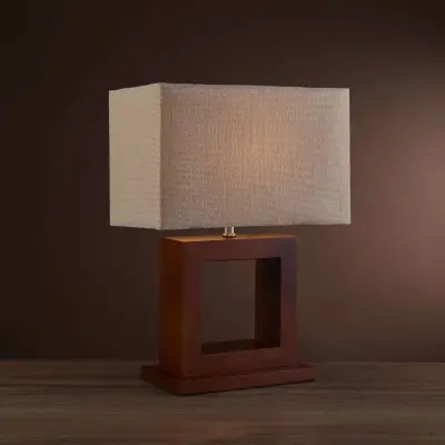 Calven Cosmopolitan Dark Wood Square Table Lamp