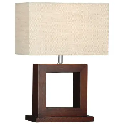 Calven Cosmopolitan Dark Wood Square Table Lamp