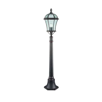 Capri Ip44 Rustic Brown Outdoor Post Lamp With Bevelled Glass