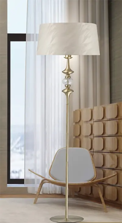 Carmen 1 Light Floor Lamp with Shade Antique Brass