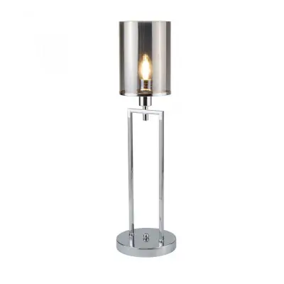 Catalina Table Lamp Chrome With Smoked Glass Shades