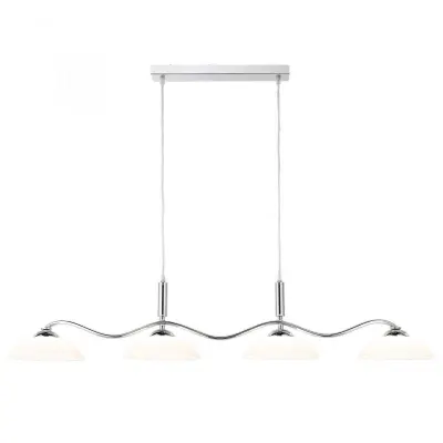 Chrome 4 Light Bar Pendant with Frosted Glass Shades
