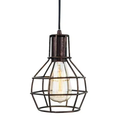 Clipper Single Light Ceiling Pendant In Rustic Brown Finish