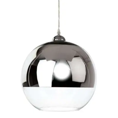 Club Single Light Ceiling Pendant In Polished Chrome With Clear Glass