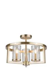 Costello 3 Light Antique Brass Semi Flush