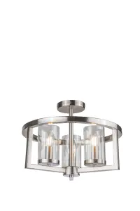 Costello 3 Light Satin Chrome Semi Flush