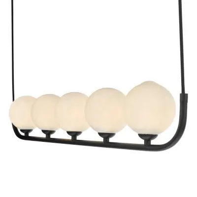 Cradle 5 Light Bar Pendant in Matt Black & Opal Glass