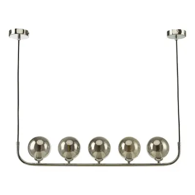 Cradle 5 Light Bar Pendant in Polished Chrome & Smoked Glass