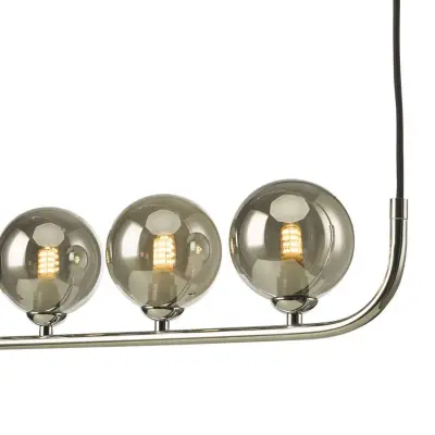 Cradle 5 Light Bar Pendant in Polished Chrome & Smoked Glass