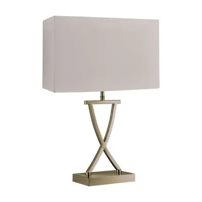 Cross Antique Brass Table Lamp With Cream Shade
