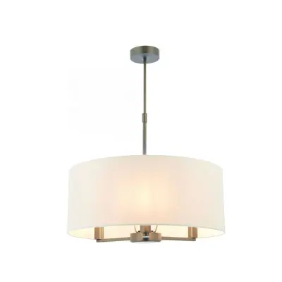 Daley 3 Light Drum Pendant in Bronze C/W Marble Shade