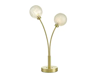 Dar Lighting AVA4241 Avari 2 Light Table Lamp Satin Brass Glass