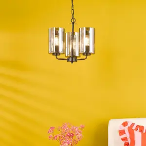 Daylin Satin Black & Smoked Glass 3 Light Pendant