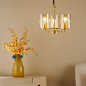 Daylin Satin Gold & Amber Glass 3 Light Pendant