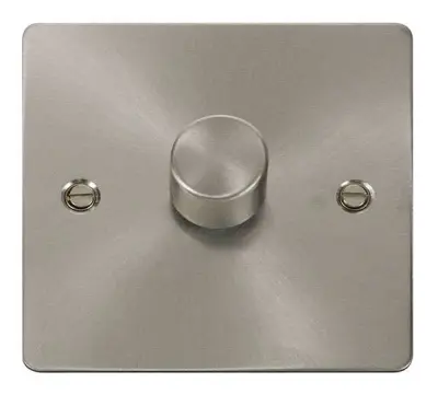 Define 1Gang 2way Brushed Steel Flat Plate Dimmer Switch