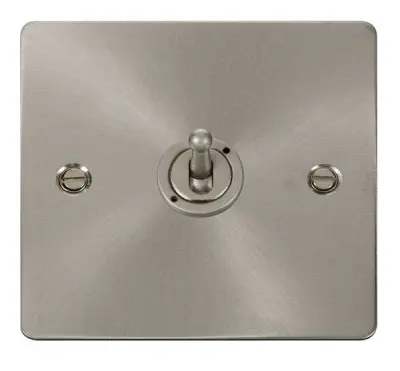 Define 1Gang 2way Brushed Steel Flat Plate Toggle Switch