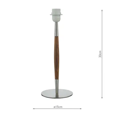 Detroit Base Only Table Lamp in Satin Nickel & Walnut