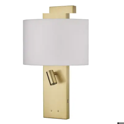 Dijon Wall Light in Satin Brass C/W Shade & LED Reading Light