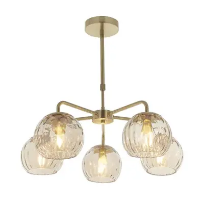 Dimple 5 Light Semi-Flush Fitting in Brushed Brass