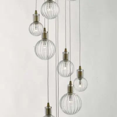Dita 10 Light Cluster Pendant Brass & Glass