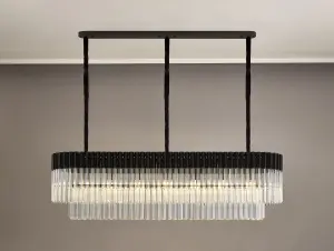 Donard Matt Black 7 Light Bar Pendant with Clear Glass