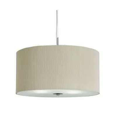 Drum Pleat Pendant 3 Light Pleated Shade Pendant Cream With Frosted Glass Diffuser Dia 60Cm