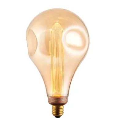 E27 LED XL Dimple Globe Amber Glass 2.5W Warm White