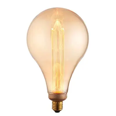 E27 LED XL Globe 148mm Amber Glass