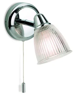 Echo Wall Light in Chrome with Clear Ribbed Glass IP44