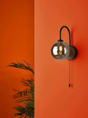 Eisaa Wall Light in Black C/W Smoked Shade