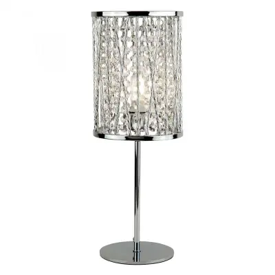 Elise 1 Light Table Lamp Chrome Crystal Drops