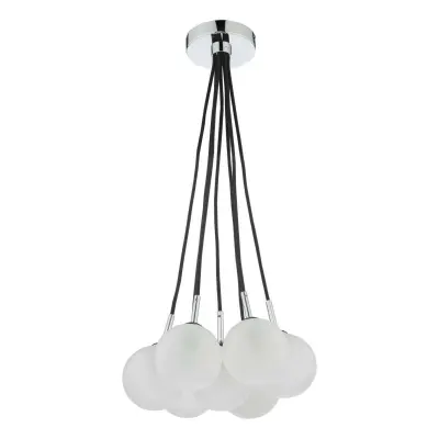 Elpis 7 Light Cluster in Polished Chrome & Opal Glass